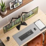WALI Dual Monitor Stand for Desk, Monitor Stands for 2 Monitors up to 27 inch, Dual Monitors Mount Fits up to 22lbs, Free Standing Full Motion Dual Monitors Arm for Desk (MF002), Black - Image 4