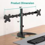 WALI Dual Monitor Stand for Desk, Monitor Stands for 2 Monitors up to 27 inch, Dual Monitors Mount Fits up to 22lbs, Free Standing Full Motion Dual Monitors Arm for Desk (MF002), Black - Image 5