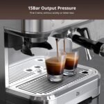 Professional Espresso Machine with Built-In Grinder and Milk Frother, 15 Bar Cappuccino and Latte Maker, Gift for Coffee Enthusiasts, Mom, Dad - Image 4