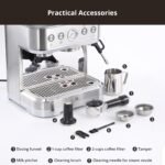 Professional Espresso Machine with Built-In Grinder and Milk Frother, 15 Bar Cappuccino and Latte Maker, Gift for Coffee Enthusiasts, Mom, Dad - Image 5