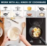 Karinear 110v Electric Cooktop 2 Burners, 12'' Electric Stove Top with Plug in, Knob Control Countertop & Built-in Ceramic Cooktop, 9 Heating Level, Hot Warning, Over-Temperature Protection - Image 3