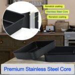 E-far 8x8 Inch Square Baking Pan with Lid Set, Nonstick Square Cake Pans Metal Bakeware for Oven Cooking Lasagna Brownies, Stainless Steel Core & Easy Release, 4 Pieces(2 Pans+2 Covers) - Image 4