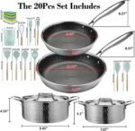 Vivicreate 20 Piece Stainless Steel Kitchen Cooking Pot Pots and Pan Pans Cookware Set Pots and Pans Hammered Design Induction Compatible Ollas de Acero Inoxidable - Image 4