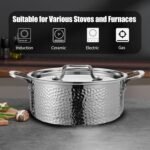 Vivicreate 20 Piece Stainless Steel Kitchen Cooking Pot Pots and Pan Pans Cookware Set Pots and Pans Hammered Design Induction Compatible Ollas de Acero Inoxidable - Image 7