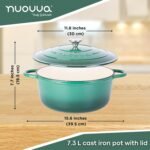 Cast Iron Dutch Oven with Lid – Non-Stick Ovenproof Enamelled Casserole Pot – Sturdy Dutch Oven Cookware – Dark Green, 7.3-Quart, 30cm – by Nuovva - Image 3