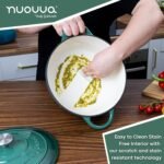 Cast Iron Dutch Oven with Lid – Non-Stick Ovenproof Enamelled Casserole Pot – Sturdy Dutch Oven Cookware – Dark Green, 7.3-Quart, 30cm – by Nuovva - Image 5