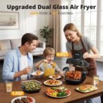 AIRMSEN Potable Glass Air Fryer Non-Toxic, 4.8QT & 1.3QT, 4 Presets & Manual Control, 140–450℉ Precise Heat, 95% Less Oil, Auto-Pause & Resume, Microwave & Dishwasher Safe - Image 4