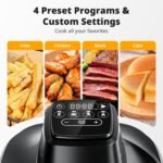 AIRMSEN Potable Glass Air Fryer Non-Toxic, 4.8QT & 1.3QT, 4 Presets & Manual Control, 140–450℉ Precise Heat, 95% Less Oil, Auto-Pause & Resume, Microwave & Dishwasher Safe - Image 5