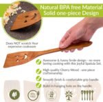 MFC 5-Piece Wooden Cooking Spoons - Kitchen Set from Natural Cherry Wood - Wooden Spoons for Cooking - Funny Utensil Set with Smiley Faces - Cooking Multipurpose Wood Utensils - Image 5