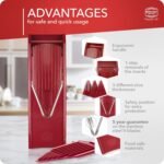 Mandoline Food Slicer Borner V1 (Basic Set) by Reston Lloyd • V-Slicer with Food Holder • Made in Germany • Fruit & Vegetable Chopper • Multiple Settings • Color: Red - Image 5