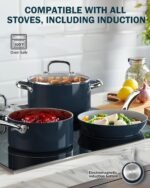 Cook N Home Pots and Pans Set Non Stick, 10-Piece Hard Anodized Nonstick Ceramic Cookware Set, Induction Cookware Cooking Set with Stay-Cool Handles, Nylon Kitchen Utensils, Blue - Image 4