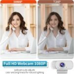HZQDLN Webcam for PC, HD 1080P Webcam with Microphone, 110° Wide Angle USB Plug & Play - Noise Canceling for Video Calls, Streaming, Gaming - Built-in Privacy Shutter & Tripod - Image 4