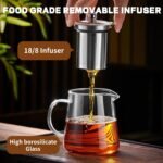 Glass Teapot, Tea Pot with Removable Infusers for Loose Tea, Borosilicate Glass Tea Kettle Tea Maker Stovetop for Party, Camping,Travel (950ML) - Image 3