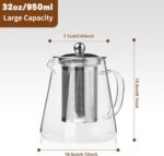 Glass Teapot, Tea Pot with Removable Infusers for Loose Tea, Borosilicate Glass Tea Kettle Tea Maker Stovetop for Party, Camping,Travel (950ML) - Image 5