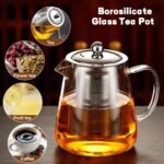 Glass Teapot, Tea Pot with Removable Infusers for Loose Tea, Borosilicate Glass Tea Kettle Tea Maker Stovetop for Party, Camping,Travel (950ML) - Image 7