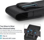 Leather Phone Holster with Strong Metal Belt Clip and Magnetic Closure Compatible with iPhone 16/15/14/13/12 Pro Max, Galaxy S25/S24/S23/S22 Plus & FE, L-Black - Image 4