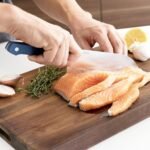 Misen Japanese Santoku Chef Knife - 8 Inch High Carbon Stainless Steel - Classic Japanese Knife Design for Cutting, Slicing, and Chopping - Razor Sharp Japanese Style Kitchen Knife, Blue - Image 3