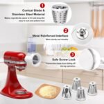 Upgraded Version - Cheese Grater Slicer Shredder Attachments for All KitchenAid Stand Mixers, Food Slicers Salad Maker Accessory Vegetable Chopper with 4 Blades Dishwasher Safe - Image 4