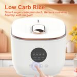 3L Healthy Low Carb Rice Cooker, Low Sugar Digital Steamer,Porridge,Soup,Quick Rice,White Rice,Stainless Steel Filter Basket，5 Cooking Functions,24H Timer & Auto Keep Warm - Image 3