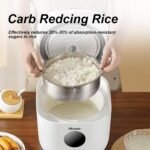 3L Healthy Low Carb Rice Cooker, Low Sugar Digital Steamer,Porridge,Soup,Quick Rice,White Rice,Stainless Steel Filter Basket，5 Cooking Functions,24H Timer & Auto Keep Warm - Image 4