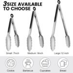 Chengu 12 Pack Stainless Steel Kitchen Tongs 7/9/12 Inches Food Serving Clip Kitchen Cooking Tongs High Heat Resistant Clips for Cooking Non Stick Locking Grill Salad (Black) - Image 3