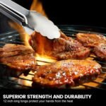 Chengu 12 Pack Stainless Steel Kitchen Tongs 7/9/12 Inches Food Serving Clip Kitchen Cooking Tongs High Heat Resistant Clips for Cooking Non Stick Locking Grill Salad (Black) - Image 5