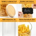 Airtight Glass Jars with Bamboo Lids, Glass Food Storage Containers Set - Set of 5 Kitchen Canisters for Sugar, Candy, Cookie, Rice and Spice Jars - Image 5