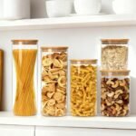 Airtight Glass Jars with Bamboo Lids, Glass Food Storage Containers Set - Set of 5 Kitchen Canisters for Sugar, Candy, Cookie, Rice and Spice Jars - Image 7