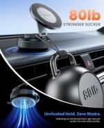 Suction Phone Mount for Car Dashboard/Windshield - 360°Adjustable Magnetic Phone Holder for Car, Foldable Car Phone Holder for iPhone 17/16/15/14/13/12 Series (Carbon Fiber & Aluminum Alloy) - Image 4