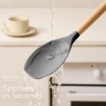 11-Piece Silicone Kitchen Utensils Set with Non Toxic Spatula, Tongs, Whisk, Turner & Ladle – Heat Resistant, Non-Scratch Cooking Tools with Wooden Handles, BPA-Free, Dishwasher Safe (Black) - Image 4