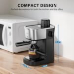 6 Bar Espresso Machine, 800W Compact Coffee Maker with Stainless Steel Cup Warmer, Steam Milk Frother & Automatic Pressure Relief, Black - Cappuccino Latte Maker for Home Office - Image 8