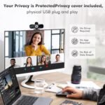 USB HD Webcam with Built-in Microphone and Rotatable Tripod, 1080P Video, Wide Angle Camera, Privacy Cover, for Desktop PC or Laptop Computer - 1（Black） - Image 6