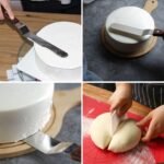4 Packs Offset Spatula, Stainless Steel Cake Icing Spatula Set 4” 6” 8” 10”with Wooden Handle and 3 Packs Cake Smoother Scraper Set for Cake Decorating, Baking (Angled) - Image 6