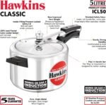 Hawkins Aluminium Classic Pressure Cooker, Induction Inner Lid Cooker, Pan Cooker, Best Cooker, Silver Icl50 5 Litre - Image 4