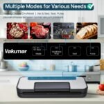 Vakumar Vacuum Sealer Machine, 80Kpa Food Vacuum Sealer Machine with Double Pump, Dry,/Moist, Pulse Mode, Handle Locked Design, LED Indicator Light & Cutter,12MM Widened Heating Strip - Image 4