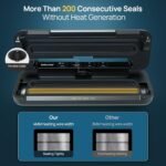 Vakumar Vacuum Sealer Machine, 80Kpa Food Vacuum Sealer Machine with Double Pump, Dry,/Moist, Pulse Mode, Handle Locked Design, LED Indicator Light & Cutter,12MM Widened Heating Strip - Image 6