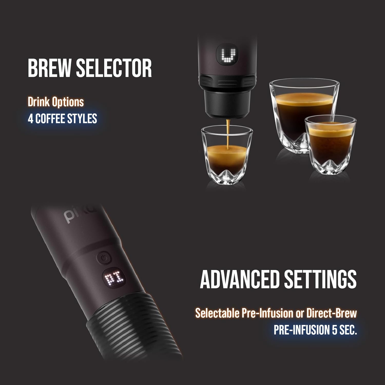WACACO PIXAPRESSO, Coffee Machine Electric & Portable, With 4 Coffee Types & Fast Heat-Up, 3 * 3000mAh Battery, 20 Bar Portable Espresso Maker For Ground Coffee & NS Capsule, Dark Burgundy - Image 4