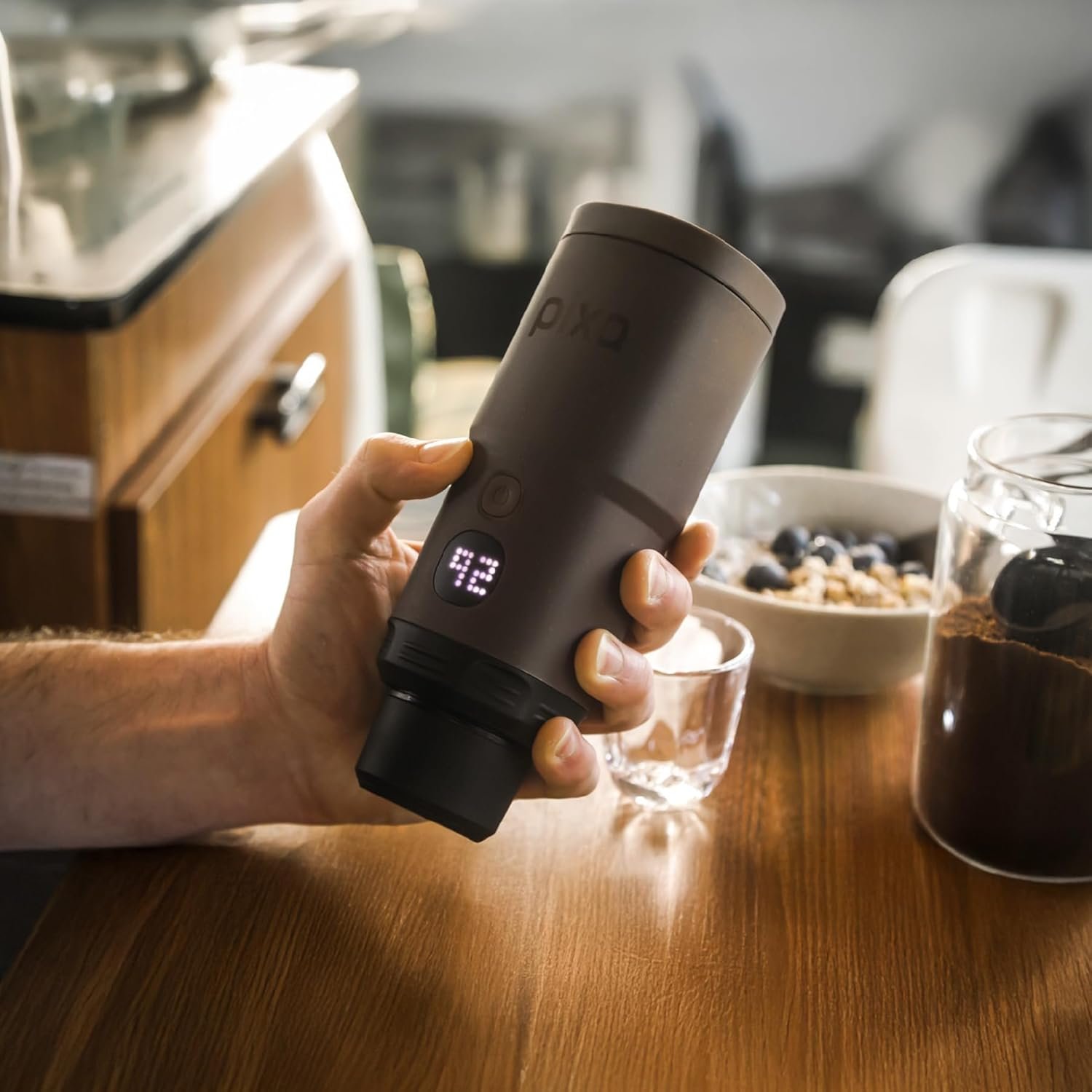 WACACO PIXAPRESSO, Coffee Machine Electric & Portable, With 4 Coffee Types & Fast Heat-Up, 3 * 3000mAh Battery, 20 Bar Portable Espresso Maker For Ground Coffee & NS Capsule, Dark Burgundy - Image 6