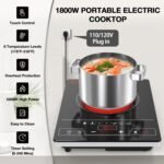 VBGK Single Burner Electric Cooktop,1800W Electric Stove Top Portable Cooktop LED Touch Control,8 Power Levels, Kids Lock - Image 4
