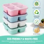 Caperci 4 Pack Bento Snack Boxes Lunchable Containers for Kids & Adults, Wheat Straw 4-Compartment Reusable Food Storage Containers for Snacks & Small Meal (Multicolor & Clear Lids) - Image 3