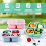 Caperci 4 Pack Bento Snack Boxes Lunchable Containers for Kids & Adults, Wheat Straw 4-Compartment Reusable Food Storage Containers for Snacks & Small Meal (Multicolor & Clear Lids) - Image 4