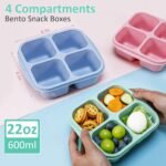Caperci 4 Pack Bento Snack Boxes Lunchable Containers for Kids & Adults, Wheat Straw 4-Compartment Reusable Food Storage Containers for Snacks & Small Meal (Multicolor & Clear Lids) - Image 5