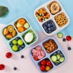 Caperci 4 Pack Bento Snack Boxes Lunchable Containers for Kids & Adults, Wheat Straw 4-Compartment Reusable Food Storage Containers for Snacks & Small Meal (Multicolor & Clear Lids) - Image 6