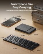 ProtoArc Foldable Compact Keyboard, XK04 Portable Bluetooth Keyboard with PU Leather Cover, Pocket-Sized Wireless Travel Keyboards for iPad, iPhone, Smartphone, Tablet and Laptop - Black - Image 3