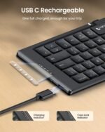 ProtoArc Foldable Compact Keyboard, XK04 Portable Bluetooth Keyboard with PU Leather Cover, Pocket-Sized Wireless Travel Keyboards for iPad, iPhone, Smartphone, Tablet and Laptop - Black - Image 5