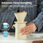 Pour Over Coffee Maker Set,Ceramic Pour Over Coffee Dripper Set with 20 Count Paper Coffee Filters,for Home Café Restaurant Camping,15.8 Ounces(Multi-Color Dot) - Image 3