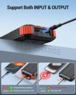 Power-Bank-Solar-Charger 45800mAh Fast Charging with 3 Built-in Cables LED Flashlight Portable External Battery Pack Compatible with All Smartphone, Tablet, Drone, Camera, etc. - Image 3