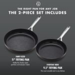 GreenPan 9.5” & 11” Ceramic Nonstick Frying Pan Skillet Set, PFAS-Free, Hard Anodized Cookware, Induction Compatible & All Cooktops, Dishwasher & Oven Safe, GP5 Stay-Flat Surface, Black - Image 3
