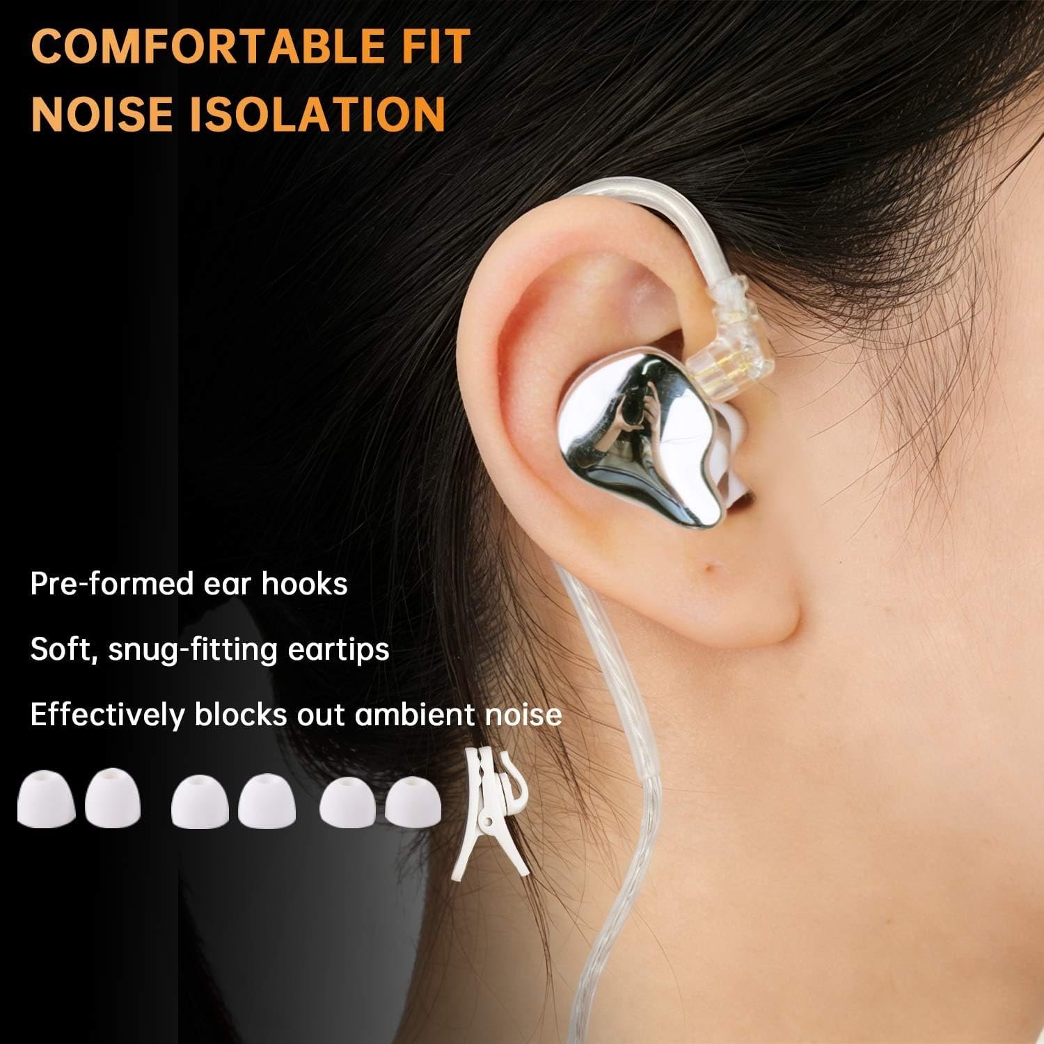 Dual-Magnet Wired Headphones High Resolution High Volume, HiFi Music and Gaming Earbuds, Detachable USB Type C Cord Earphones with Ear Hook, Noise Isolation in Ear Buds, with Mic, White - Image 4