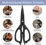 Kitchen Shears Come Apart Kitchen Scissors with Serrated Blade Premium Black Titanium Plated Stainless Steel Shears for Food Heavy Duty Chicken Bone Fish Nutcracker Can Opener 02A - Image 3